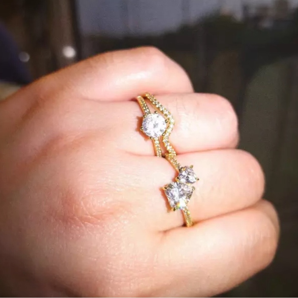 Pandora Double Heart Sparkling Ring - Gold and Silver - Picture 5 of 5